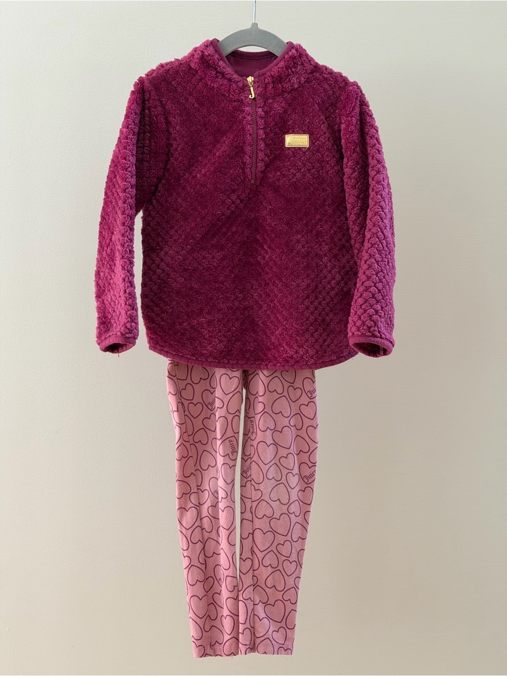 Juicy Couture Girls 4T Sherpa Fleece Quarter Zip Heart Leggings 2 Piece Set